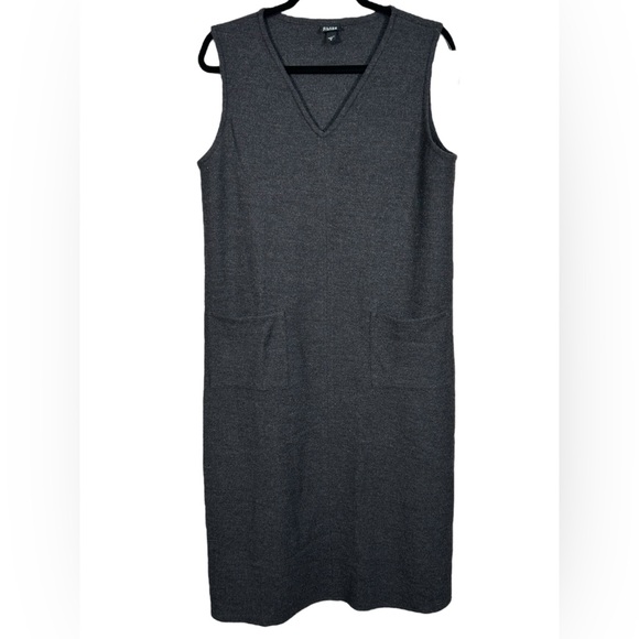 Eileen Fisher Women’s Wool V Neck Jumper Pockets Boxy Oversized Midi Dress Small - Picture 1 of 6